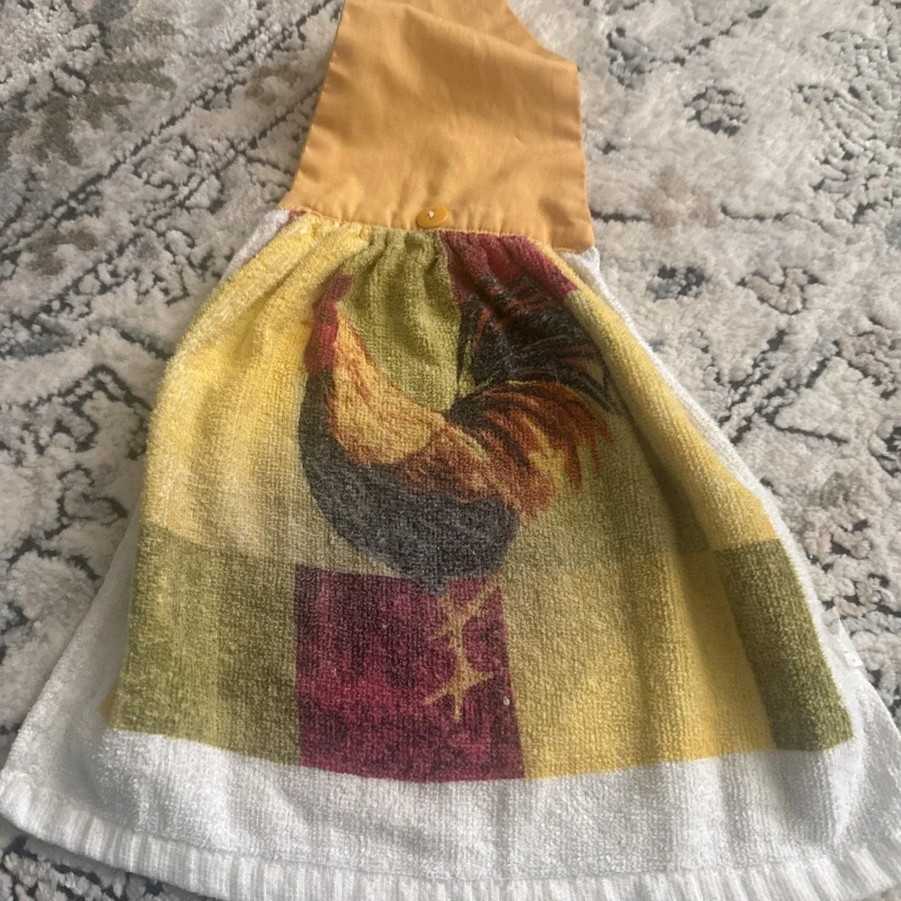 6 Piece Vintage Cotton Linen Kitchen Towels Dish Rag Chickens Used As Is